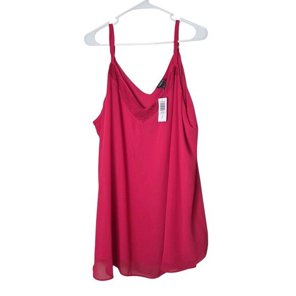 Torrid Sophie Swing Cami Tank Top Plus Size 4X Pink Chiffon Embellished V-Neck - Picture 2 of 5